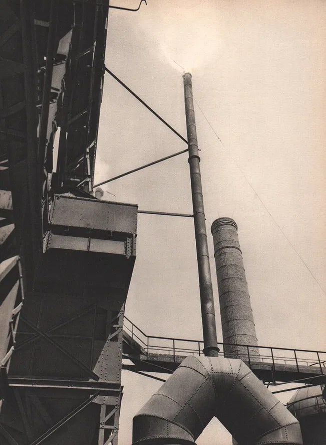 Krull, Germaine (Attr) - Saulnes, Blast Furnace: Vintage Sheet-fed Gravure. Powerful document of the New Objectivity movement. Image size: approx. 7" x 9.5"., Mounted to archival board