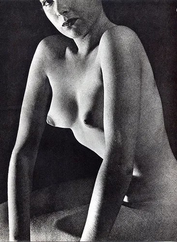 Everard, John - Female Nude: Vintage Sheet-fed Gravure. Studio study focused on line and form. Image size: approx. 8.5" x 11"., Mounted to archival board