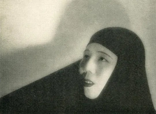 M. Shimotsusa - The Bat: Vintage Sheet-fed Gravure. A dark, atmospheric Japanese pictorialist study. Image size: approx. 8" x 10"., Mounted to archival board