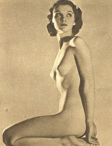 John Everard - Studio Pose (Nude): Vintage Sheet-fed Gravure. Classical academic anatomical study. Image size: approx. 8.5" x 11"., Mounted to archival board