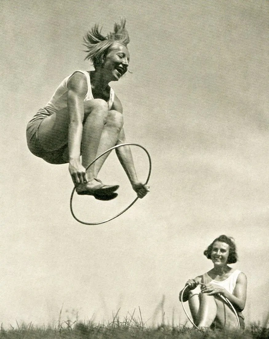 Rudolf Insam - Hoops: Vintage Sheet-fed Gravure. Playful mid-century geometric study. Image size: approx. 8.5" x 11.5"., Mounted to archival board