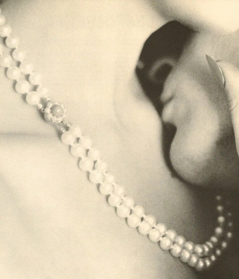 Onofrio Paccione - Pearls: Vintage Sheet-fed Gravure. High-contrast abstract fashion study. Image size: approx. 8.5" x 11"., Mounted to archival board