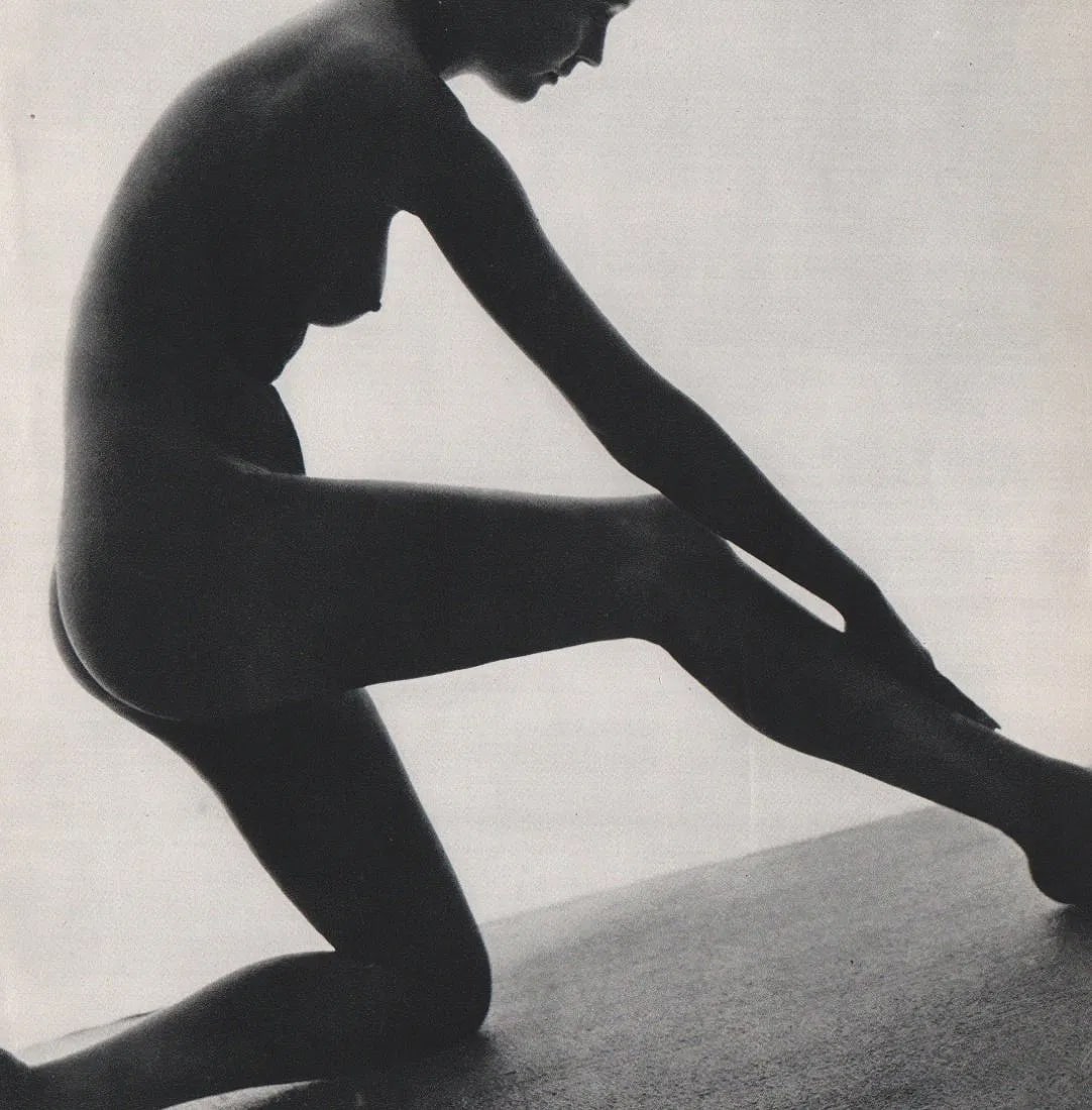 Lucien Lorelle - Nude: Vintage Sheet-fed Gravure. Masterful French artistic lighting. Image size: approx. 9" x 12"., Mounted to archival board