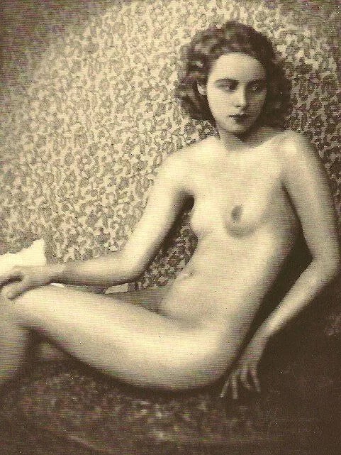 Manasse - Norwegian Woman (Nude): Vintage Sheet-fed Gravure from the famed Vienna studio. Stylized ethnographic studio nude. Image size: approx. 7.5" x 9.5"., Mounted to archival board