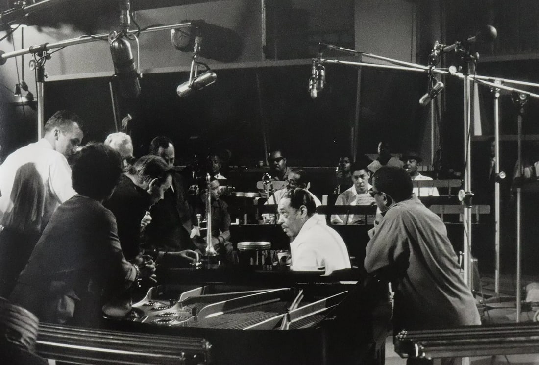 Gordon Parks - Duke Ellington, California, Photo-Litho: GORDON PARKS - (1912-2006), Duke Ellington, California, Photo-Litho, Printed later 20th Century, 5 1/4" x 7 3/4" (Image Size), Mounted to archival board