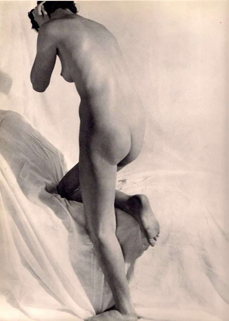 Laure Albin-Guillot - Female Nude Torso: Vintage Photogravure from the 1930s. A masterpiece of French soft-focus modernism. Image size: approx. 8" x 10.5"., Mounted to archival board