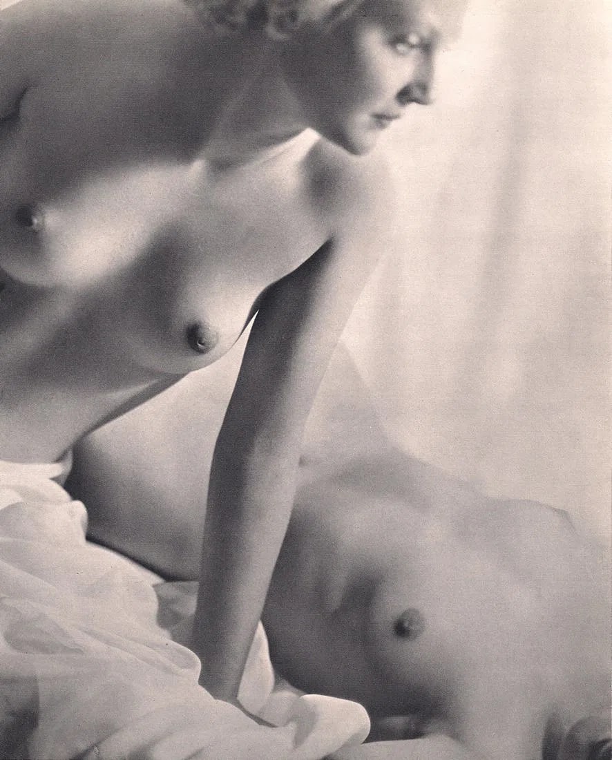 Laure Albin-Guillot - Two Nudes: Vintage Photogravure from the 1930s. A classic example of the French "nu" aesthetic. Image size: approx. 8" x 10.5"., Mounted to archival board