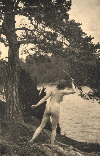 Johanna Bertram - Amazon: Vintage Sheet-fed Gravure. A powerful, heroic study of the female physique. Image size: approx. 8.5" x 11"., Mounted to archival board