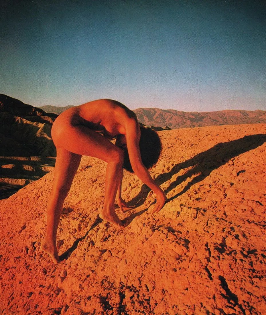 Kishin Shinoyama - Nude Death Valley: Vintage Sheet-fed Gravure. Abstract view of the body in the sand. Image size: approx. 9" x 12"., Mounted to archival board