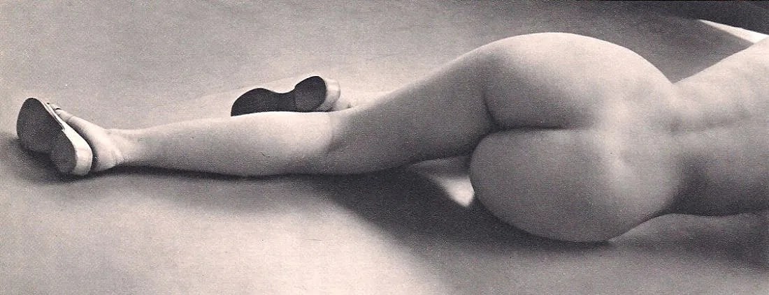 Heidersberger - Partial Nude, Wearing Sandals: Vintage Sheet-fed Gravure. Modernist, graphic study of the figure. Image size: approx. 8.5" x 11.5"., Mounted to archival board