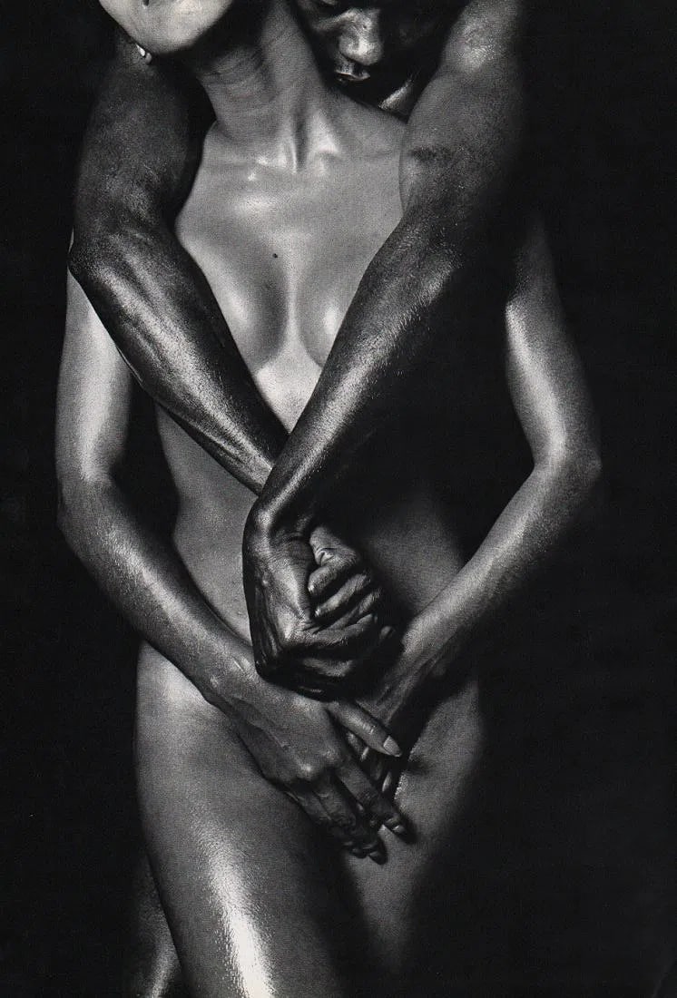 Kishin Shinoyama - Man & Woman: Vintage Sheet-fed Gravure. Intense focus on the human interaction. Image size: approx. 9" x 12"., Mounted to archival board