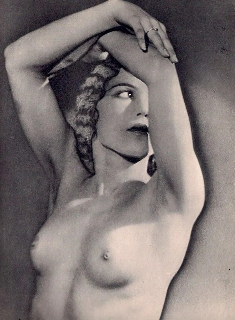 Man Ray - Nude (Solarization): 1934 Sheet-fed Gravure. An iconic Surrealist darkroom experiment. Image size: approx. 8.5" x 11"., Mounted to archival board