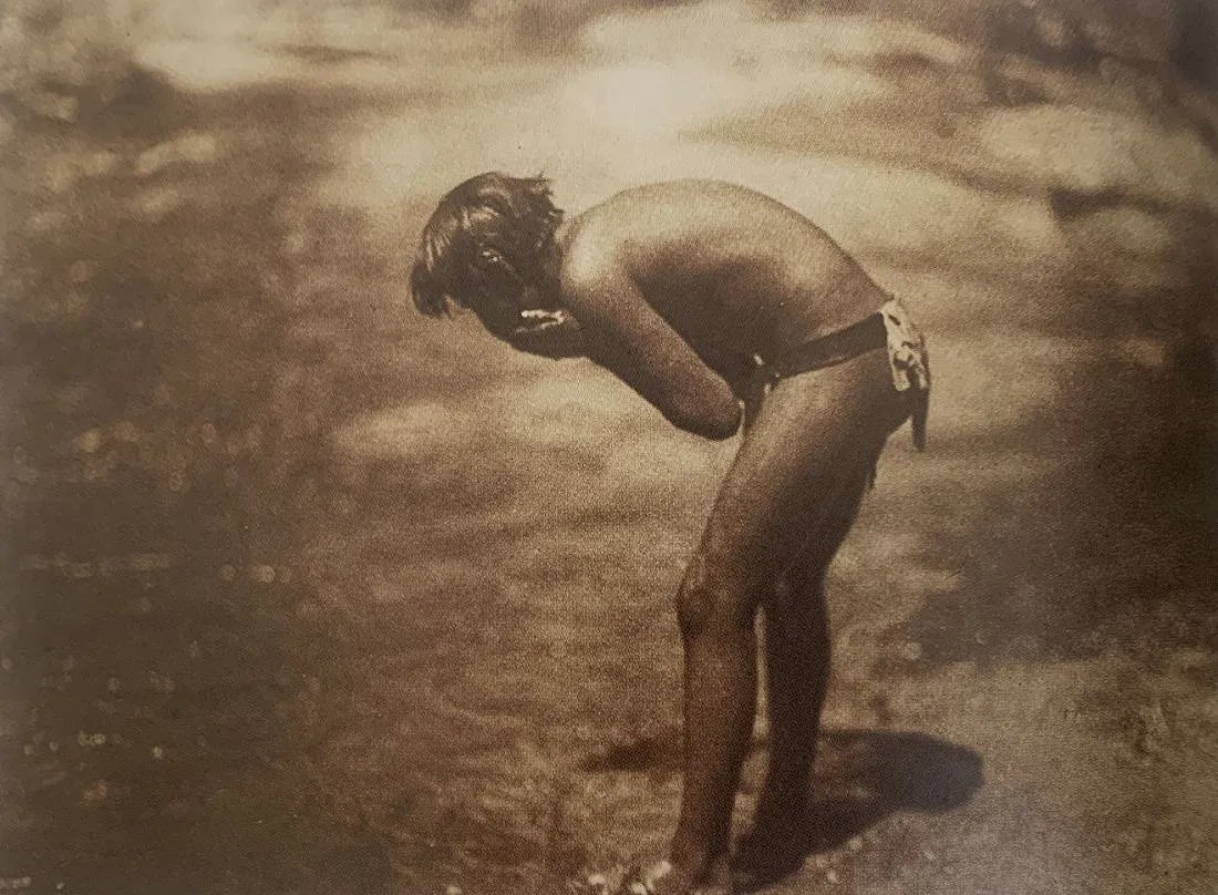 Edward S. Curtis - Male Nude, Photo-Litho: Edward S. Curtis (1886-1952), Male Nude, Photo-litho, Printed circa later 20th c., 3 3/8" x 4 5/8", Mounted to archival board