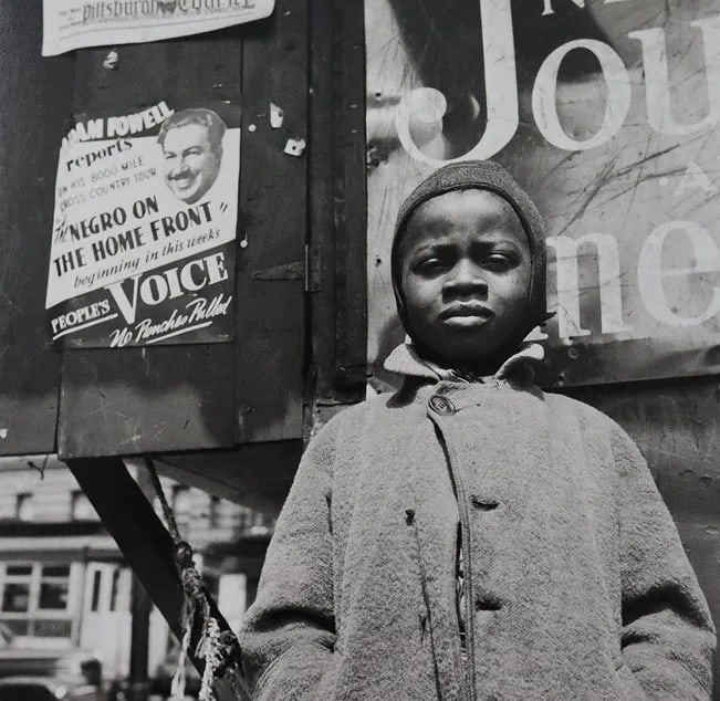 Gordon Parks - Harlem Newsboy, Photo-Litho: GORDON PARKS - (1912-2006), Harlem Newsboy, Harlem, New York, Photo-Litho, Printed later 20th Century, 7" x 7" (Image Size) , Mounted to archival board