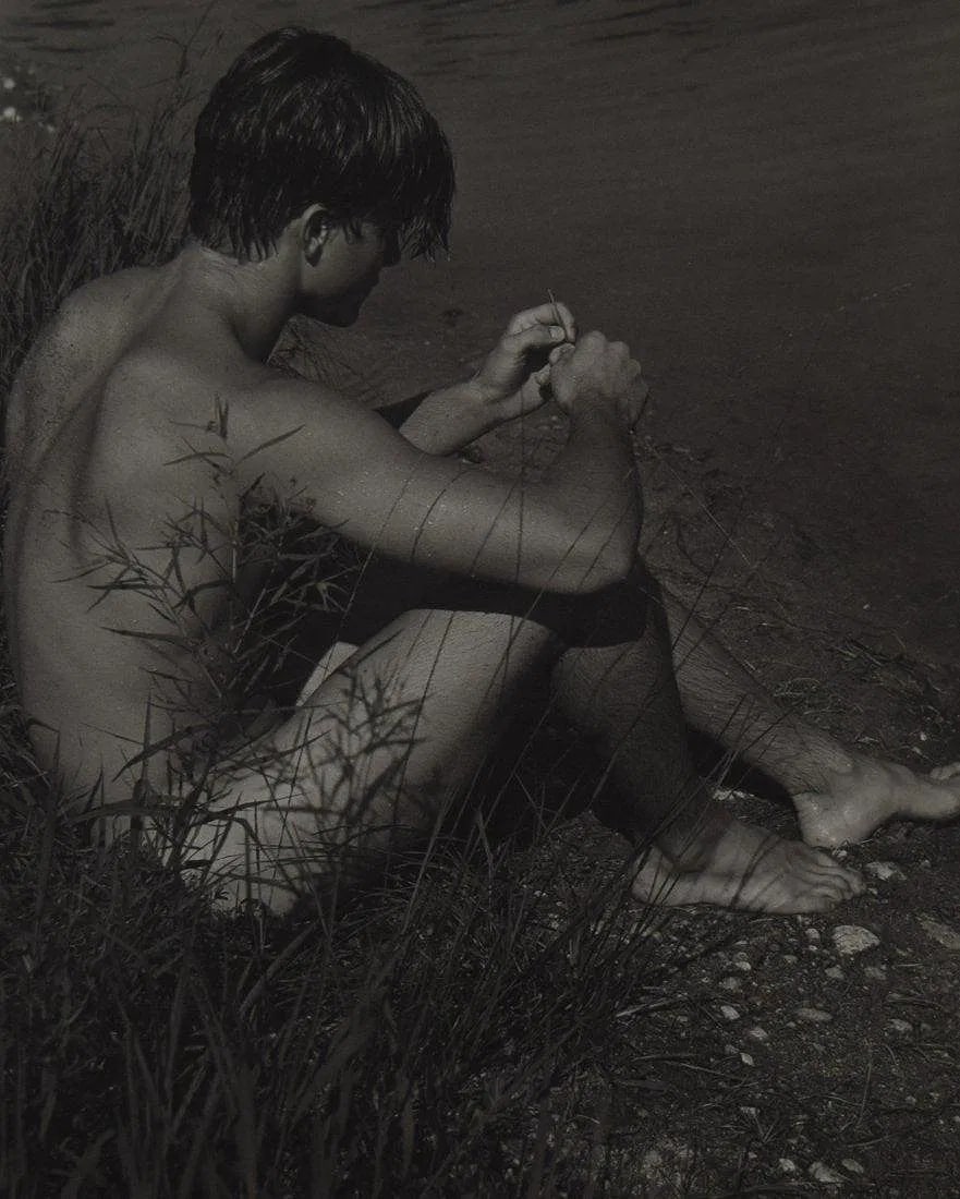 Bruce Weber - Tom on the Island, Bear Pond, 1988: BRUCE WEBER (b. 1946), Tom on the Island, Bear Pond, 1988, Sheet-fed gravure c. 1990, Printed in United States of America, 9 3/8" x 7 1/4" , Mounted to archival board