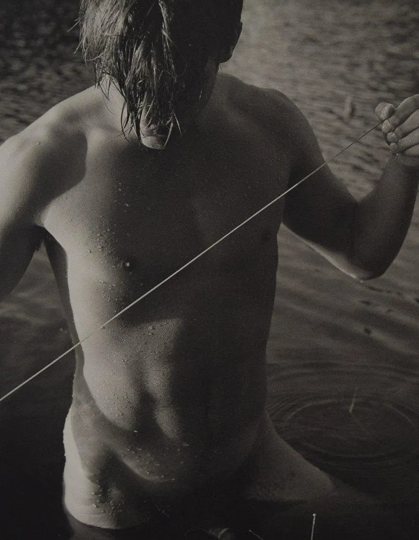 Bruce Weber - Tom, Bear Pond, Adirondack Park, 1988: BRUCE WEBER (b. 1946), Tom, Bear Pond, Adirondack Park, 1988, Sheet-fed gravure c. 1990, Printed in United States of America, 9 3/8" x 7 1/4" , Mounted to archival board
