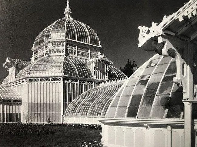 Ansel Adams - Conservatory, California 1962: ANSEL ADAMS (B.1902-1984), Conservatory, Golden Gate Park, San Francisco, California 1962, Photo-Litho, 5.5" x 7", Printed second half of 20th Century , Mounted to archival board