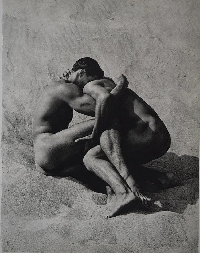 Herb Ritts - Brian and Tony in Sand: HERB RITTS (1952-2002), Brian and Tony in Sand, Printed in Japan c. 1988, 14" x 11" , Mounted to archival board