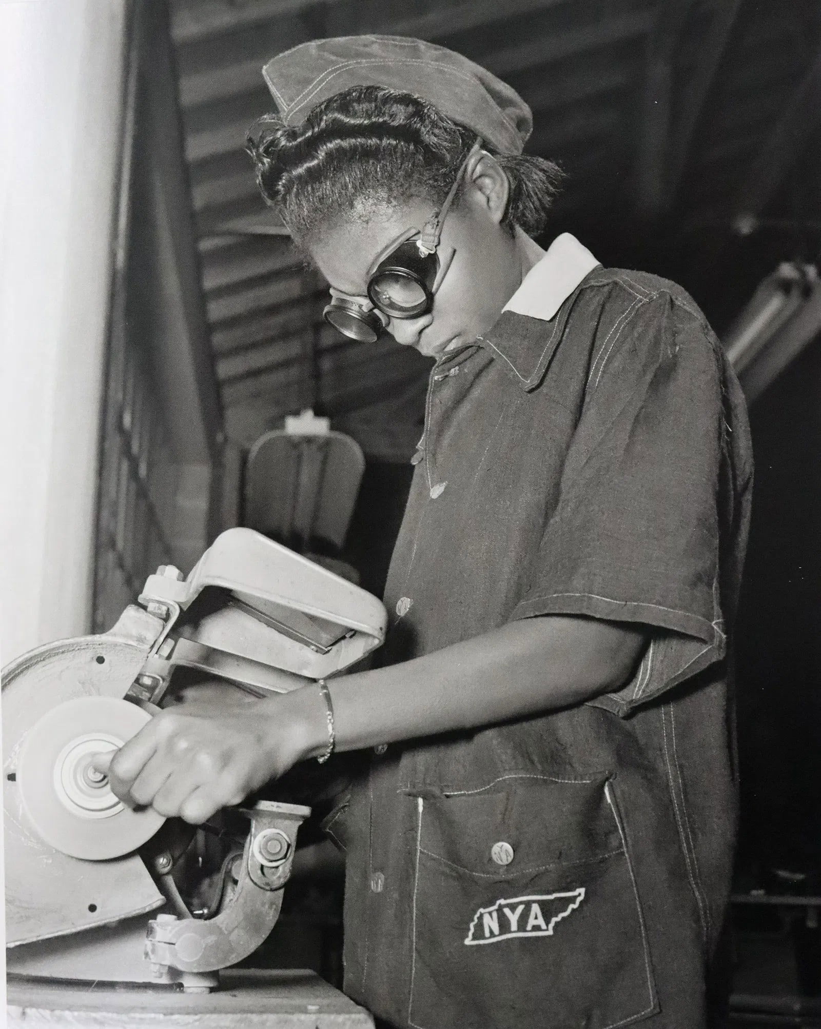 Gordon Parks - NYA Student Training, Photo-Litho: GORDON PARKS - (1912-2006), National Youth Administration Student Training for a Defense Job, Daytona Beach, Florida, Photo-Litho, Printed later 20th Century, 9" x 7" (Image Size) , Mounted to archiva