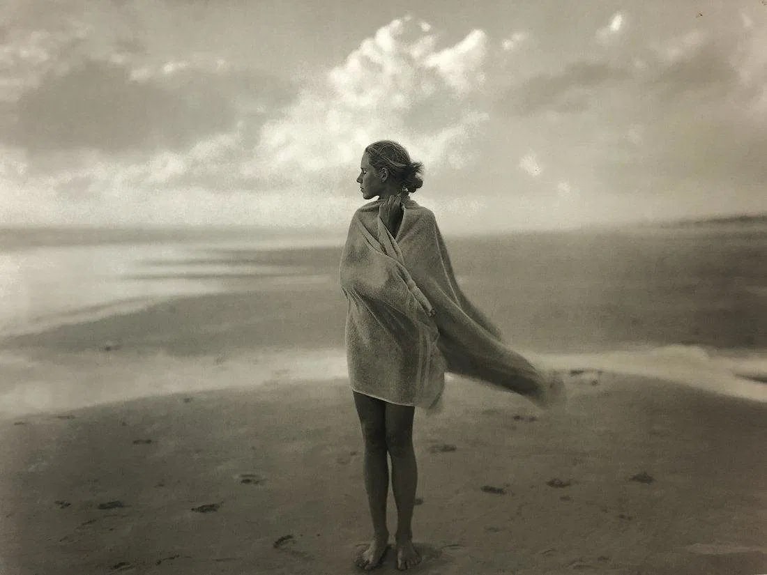 Jock Sturges - Nikki; Montalivet, France, 1999: JOCK STURGES (B.1947), Nikki; Montalivet, France, 1999, Photo-litho, 8.5" x 11" , Mounted to archival board