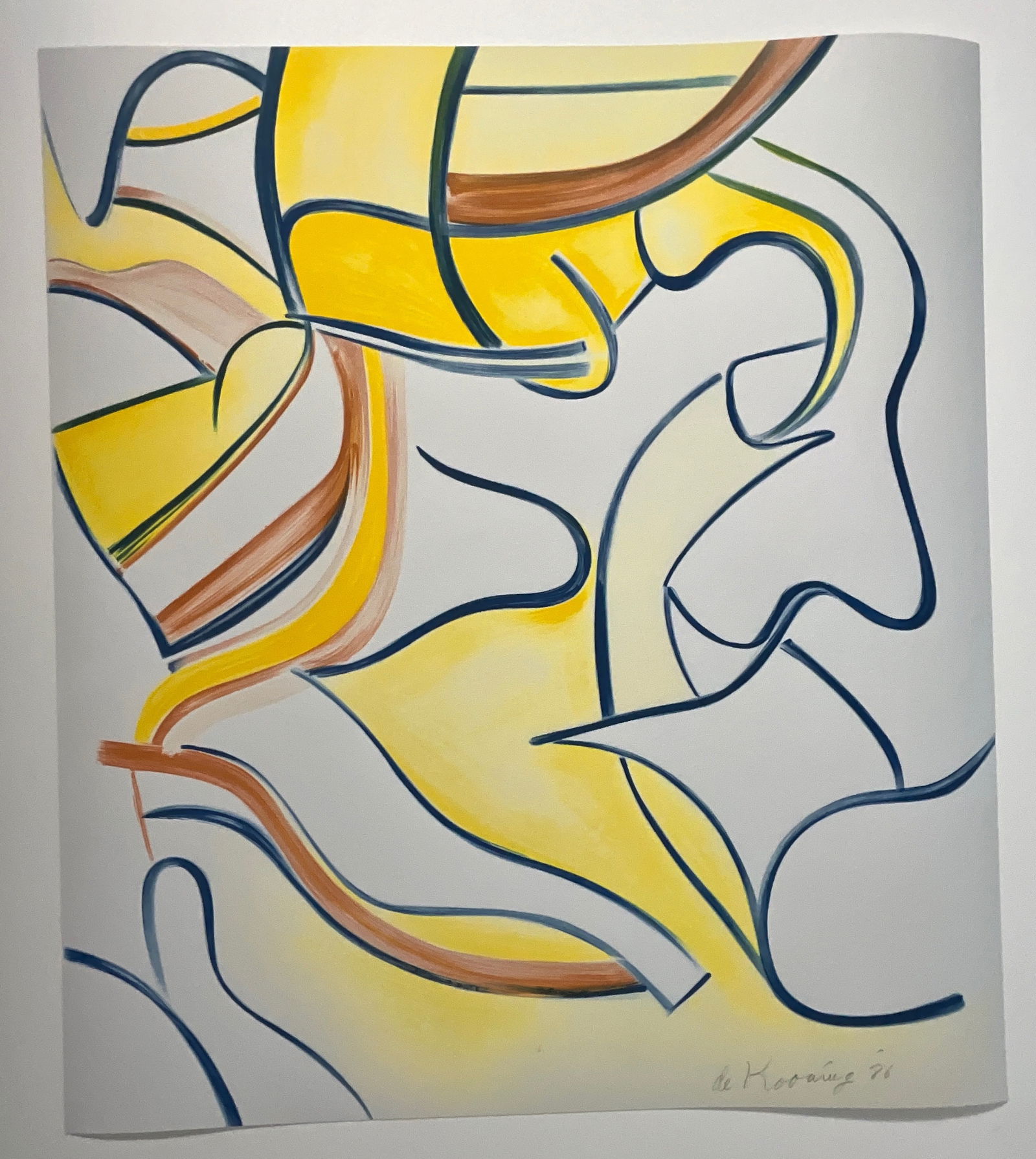 Willem De Kooning print: Measures 27.75 x 24.5 inches, signed and dated in the plate, printed on heavy paper