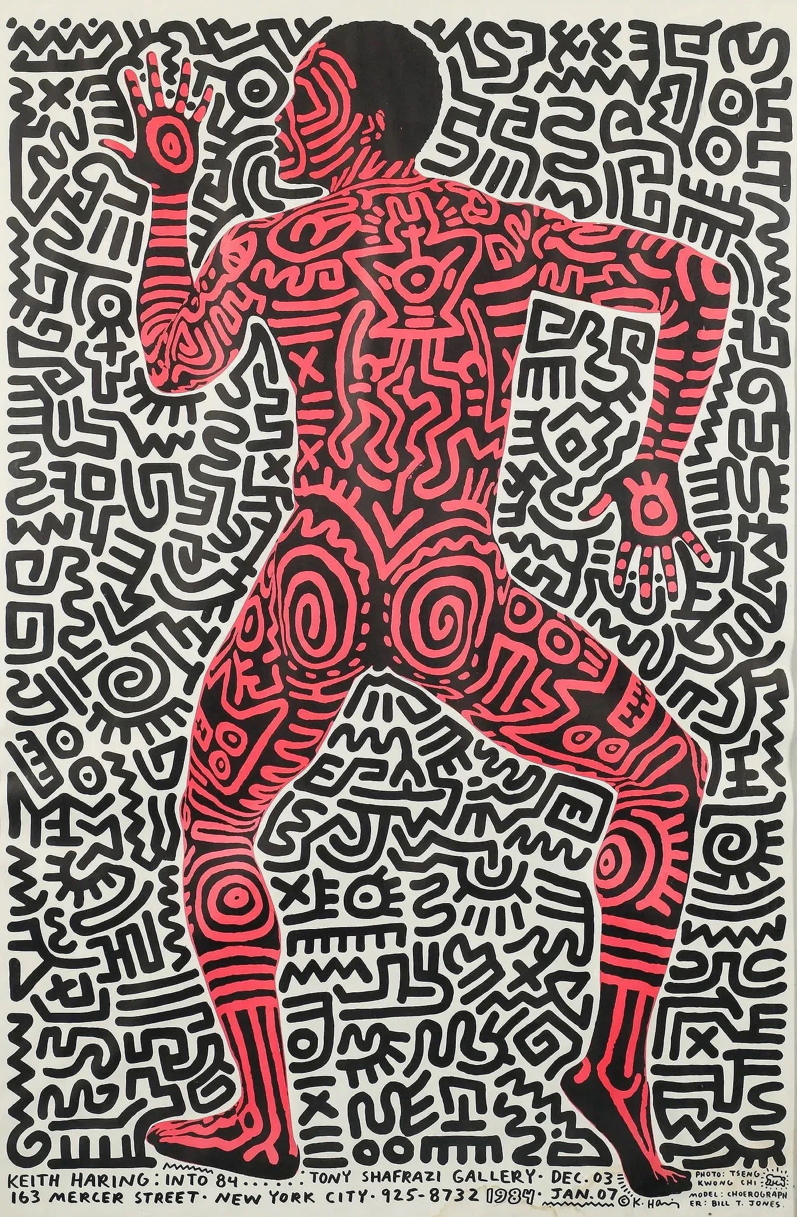 Keith Haring: Into 84: Haring, Keith (American, 1958-1990), Into 84 Exhibition Poster, 1984, lithograph, for Tony Shafrazi Gallery in NYC, measures 34.5 x 22.5 inches.
