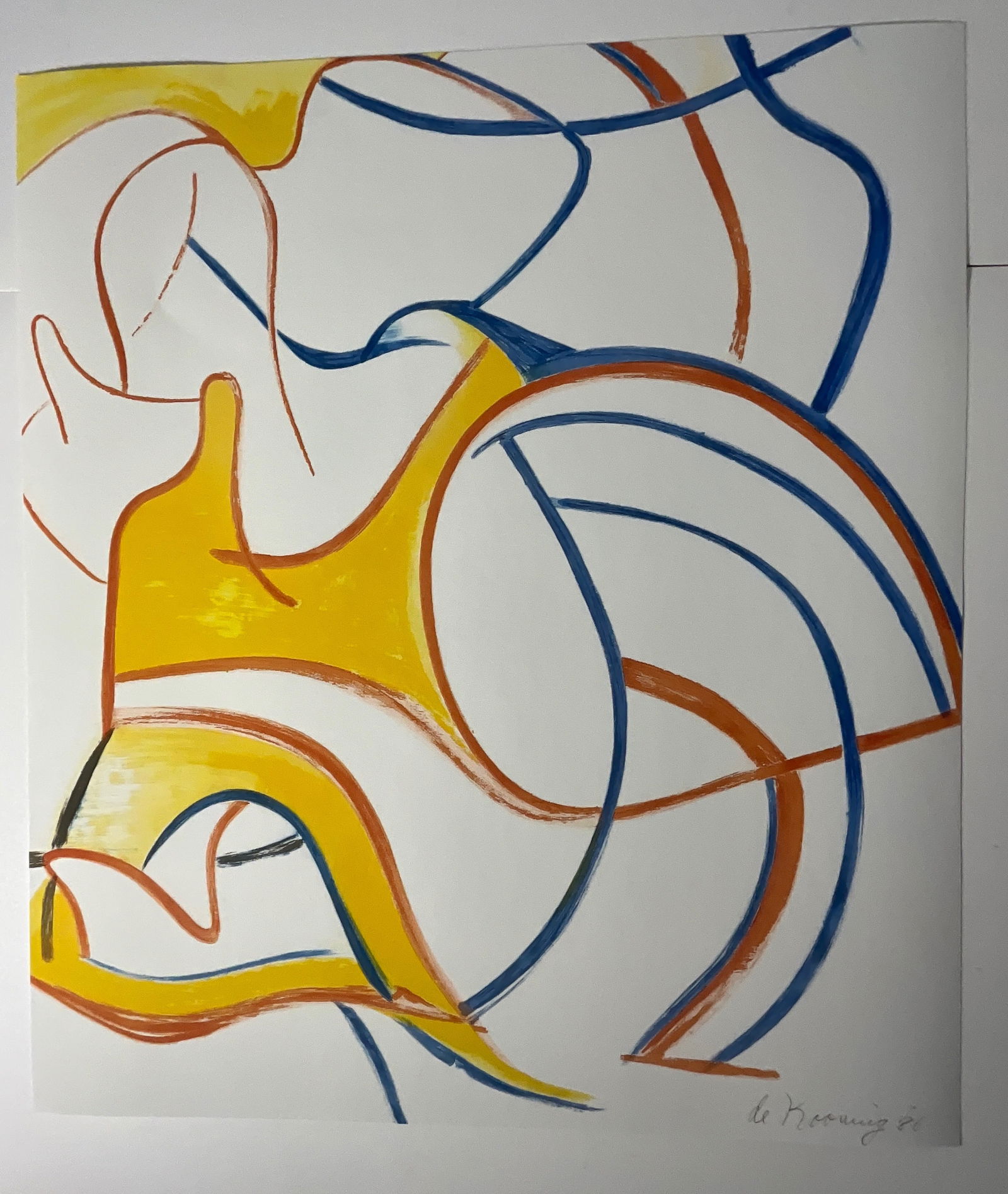 Willem De Kooning Print: Willem De Kooning print, measures 28 x 24.5 inches, plate signed.