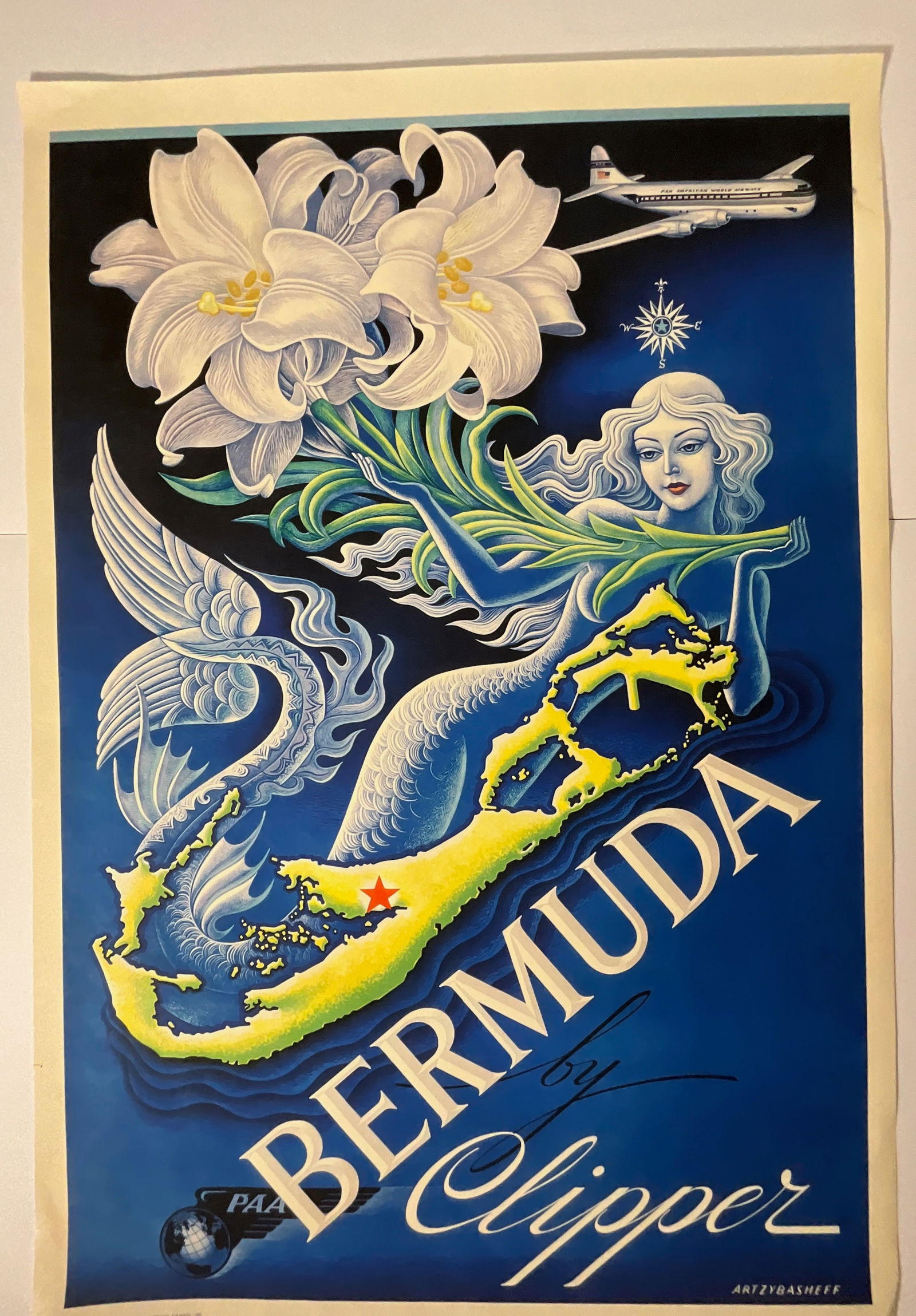 Bermuda Travel Poster: Bermuda Travel Poster, measures 41.5 x 28 inches.