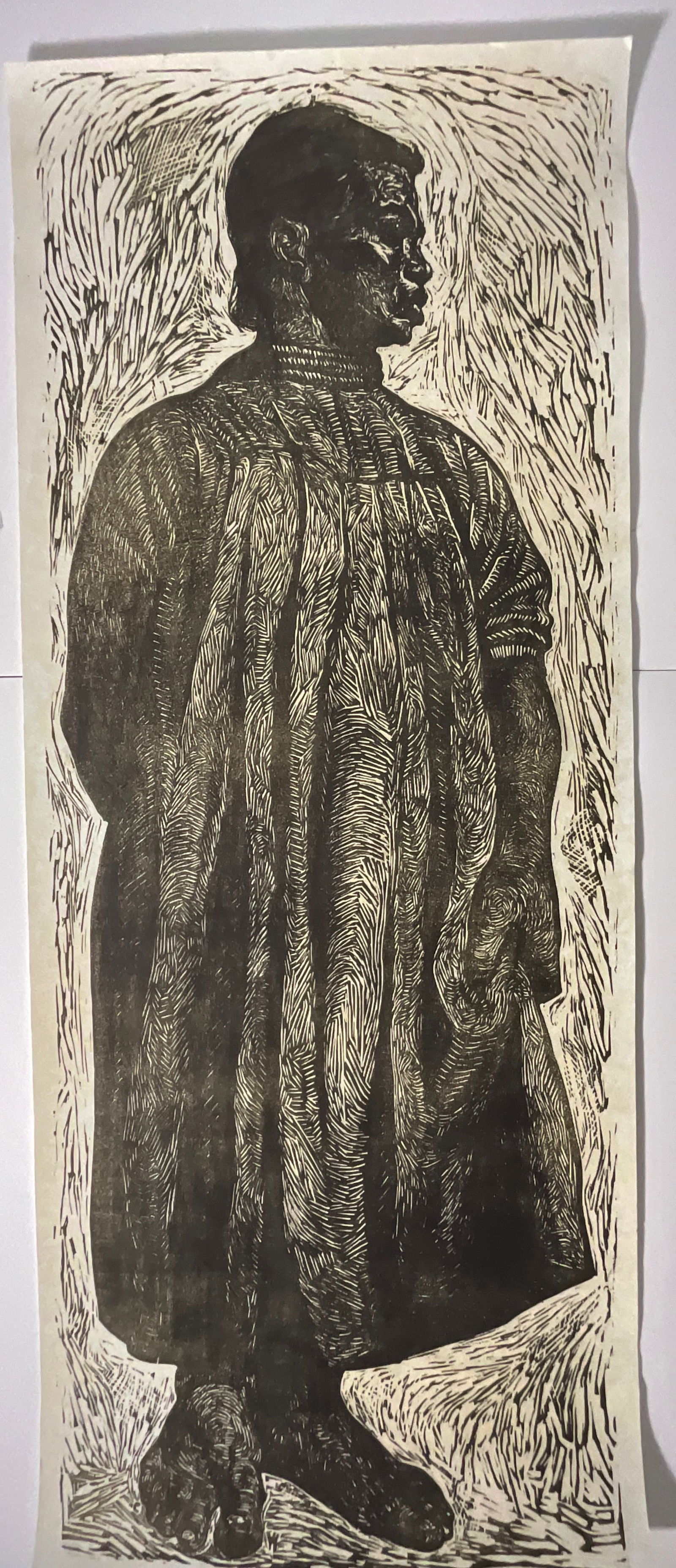 Charles White: Solid as a Rock: Charles White Solid as a Rock, measures 42.5 x 17.5 inches, print on woven paper, unsigned.