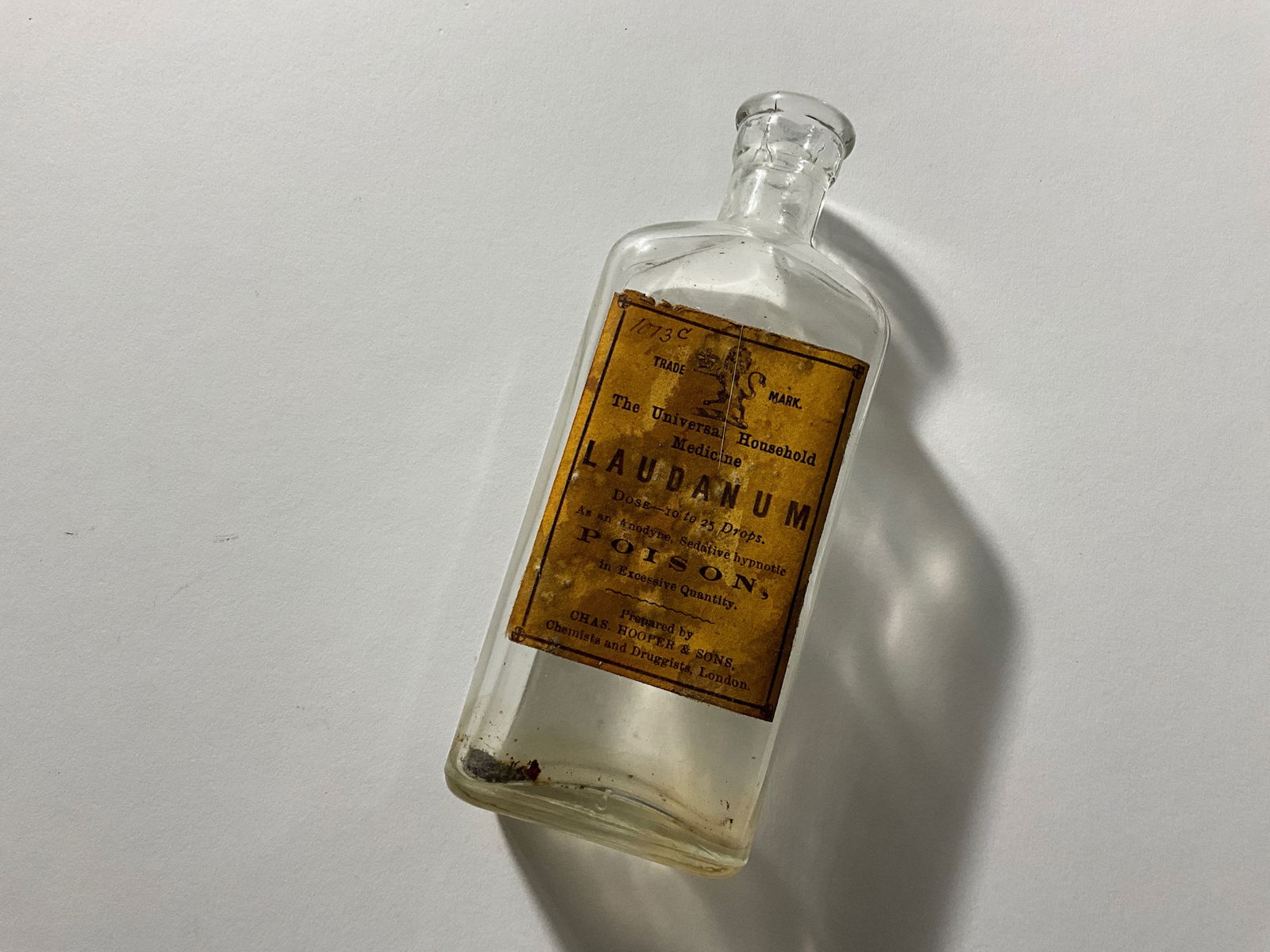 Laudanum "Poison" Bottle: LAUDANUM “POISON” Bottle, measures 5” inches tall.