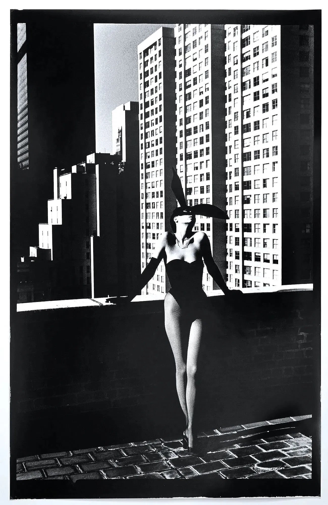 Helmut Newton: Elsa Peretti: Elsa Peretti as a Bunny Costume by Halston, NY, 1975, printed later, approx 43 x 27 inches.