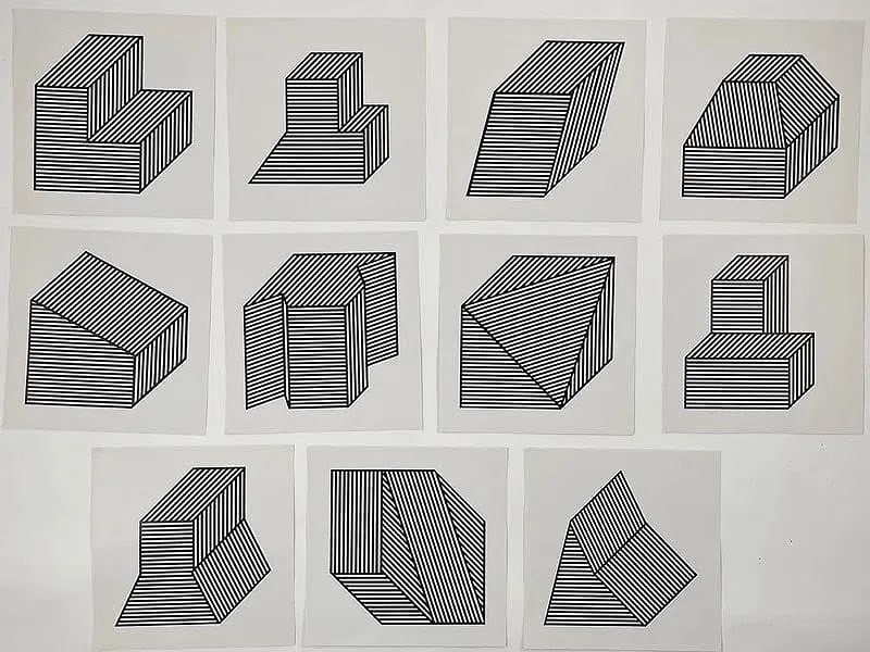 Sol LeWitt: 11 Prints (1982): Group of 11 Prints Offset Lithographs, each measures 9 x 9 inches.