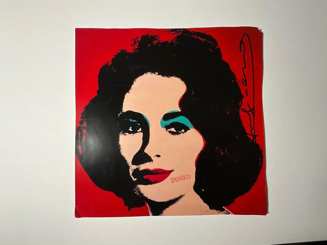Warhol: Liz Taylor Signed: Andy Warhol, Liz Taylor, measures 12 x 12 inches, signed in marker.