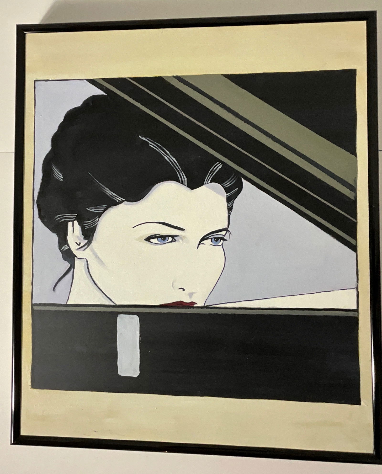 Patrick Nagel acrylic on canvas after: Measures 24 x 20 inches, unsigned, after nagel