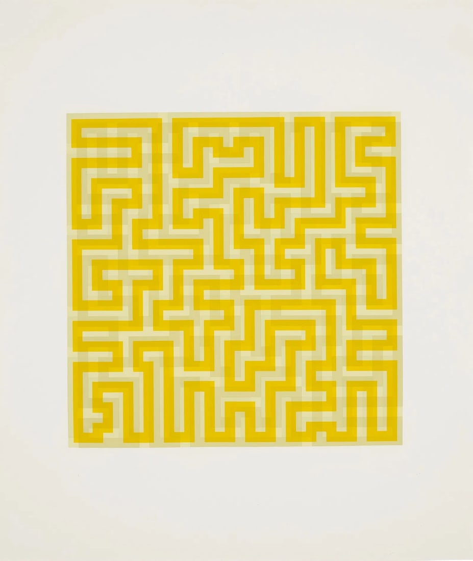 Anni Albers: Yellow Meander: ANNI ALBERS (1899-1994) Yellow Meander, measures approx 28 x 24 inches.
