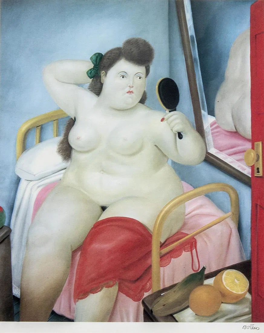 Botero: La Toilette (1982): Fernando Botero, La Toilette, offset print in colors, signed in the plate, 13.75 x 11 inches.