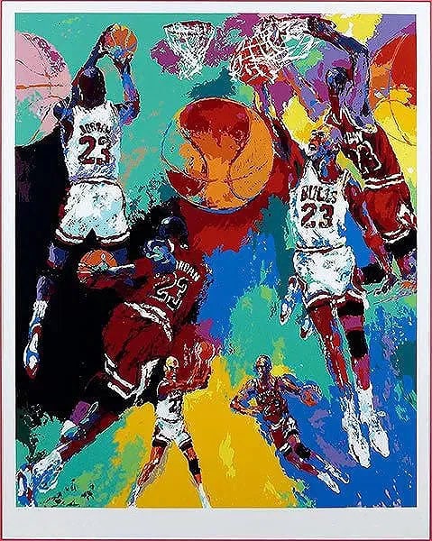LeRoy Neiman: Michael Jordan: LeRoy Neiman, Michael Jordan, print in colors, unsigned, 36 x 29 inches.