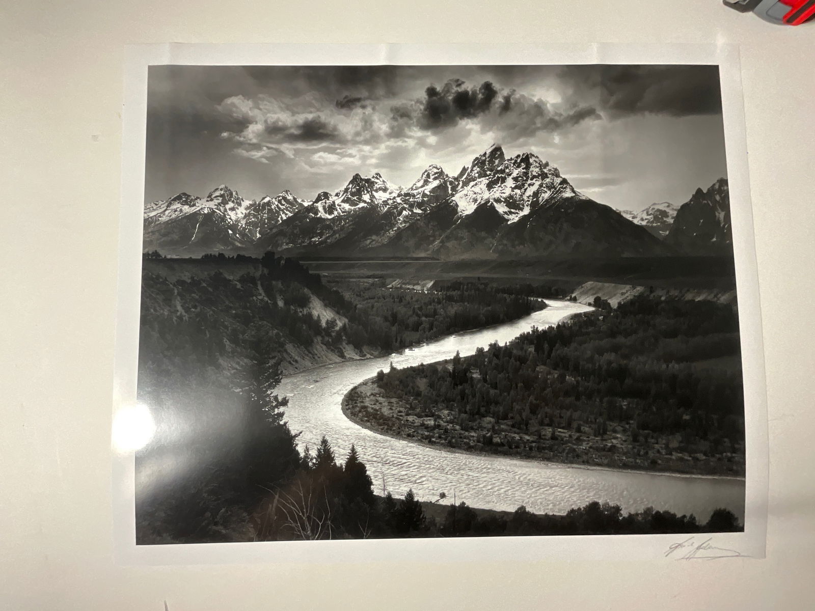 Ansel Adams: Snake River (Signed): Measures 23 x 19 inches, pencil signed lower right.