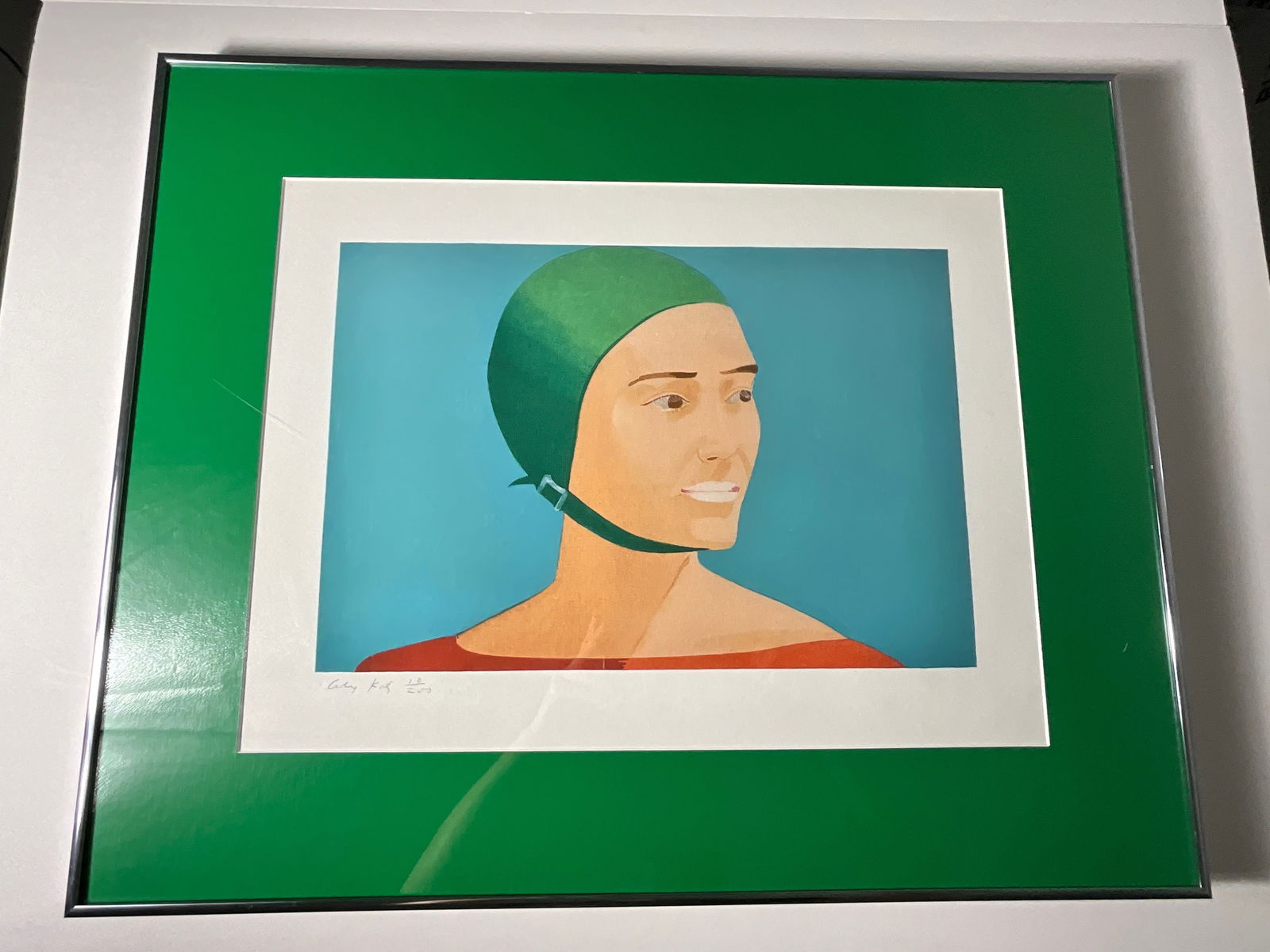 Alex Katz: The Green Cap: Measures 30 x 24 inches framed (22 x 16.5 sight), print on wove paper.