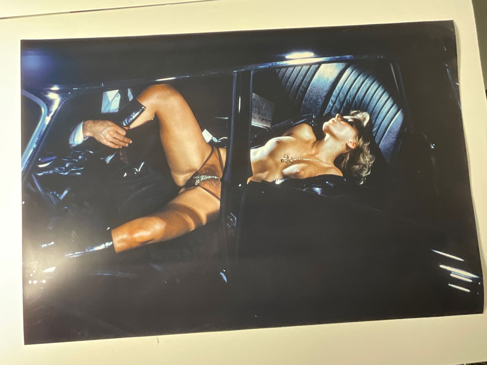 Helmut Newton: Eiffel Tower: “Eiffel Tower," Paris, 1974. Measures 34 x 23 inches, glossy print, printed later.