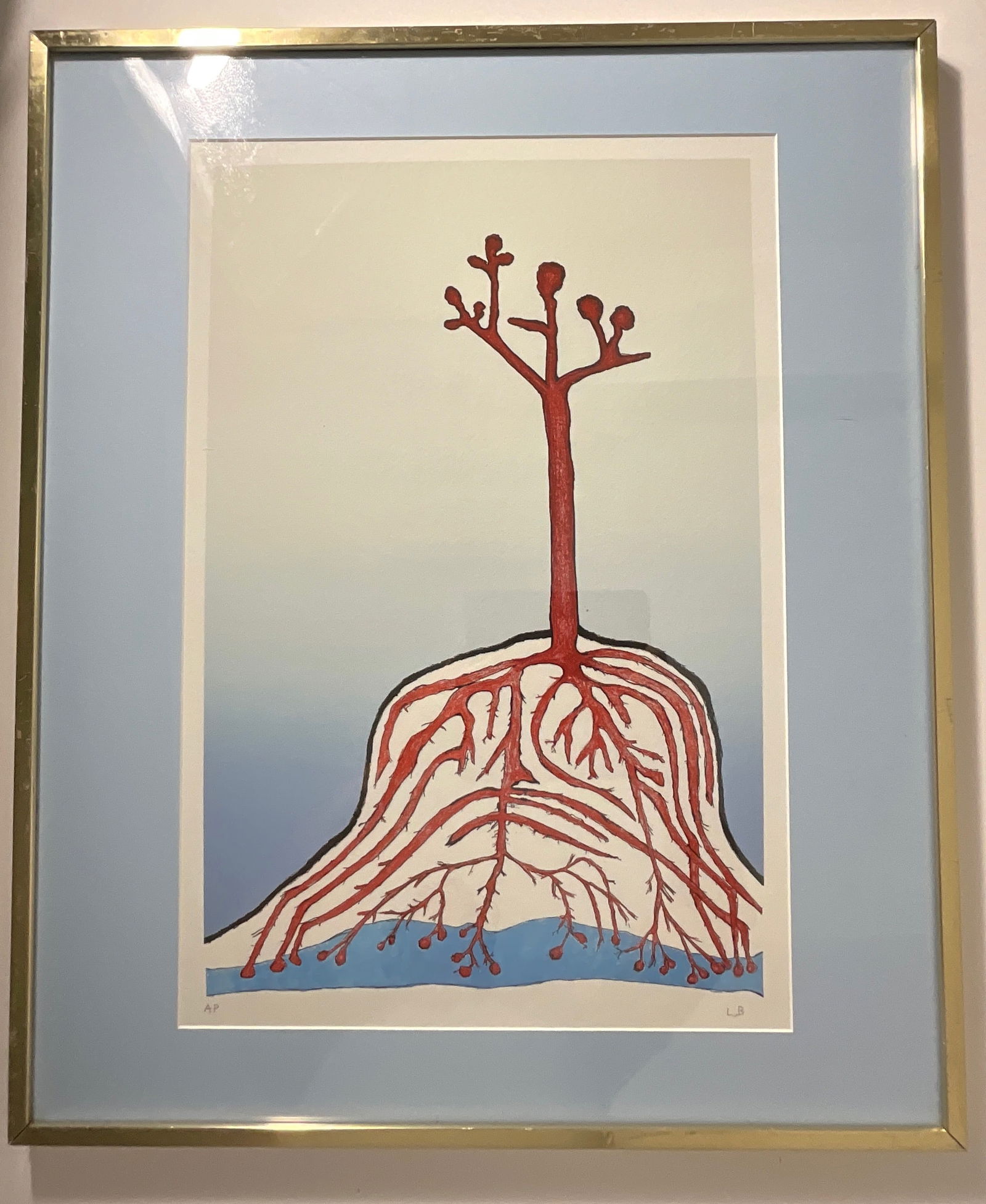 LOUISE BOURGEOIS (1911-2010) The Ainu Tree: Measures 30.5 x 25.5 inches framed, sight 24.75 x 16.5 inches, after