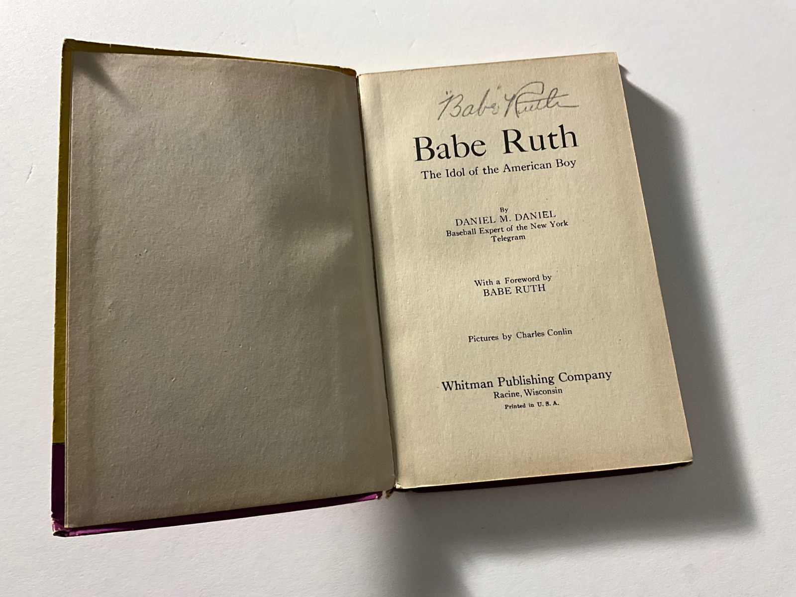 Babe Ruth: Signed 1930 Book: Pencil signed on title page, 7.5 x 5 inches.