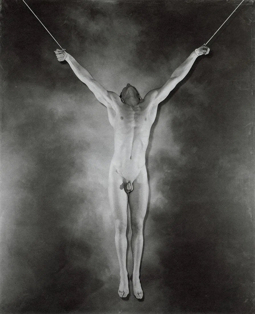 George Platt Lynes: Male Nude: Male Nude Hanging 1940, Photo Litho (1993), 7x8.5", archival board.