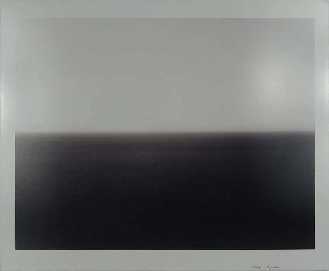HIROSHI SUGIMOTO 'TYRRHENIAN SEA, POSITANO' PHOTO PRINT: Hiroshi Sugimoto 'Tyrrhenian Sea, Positano' photo print. Signed in the plate lower right. Mounted to foamboard. Measures 23" x 19".