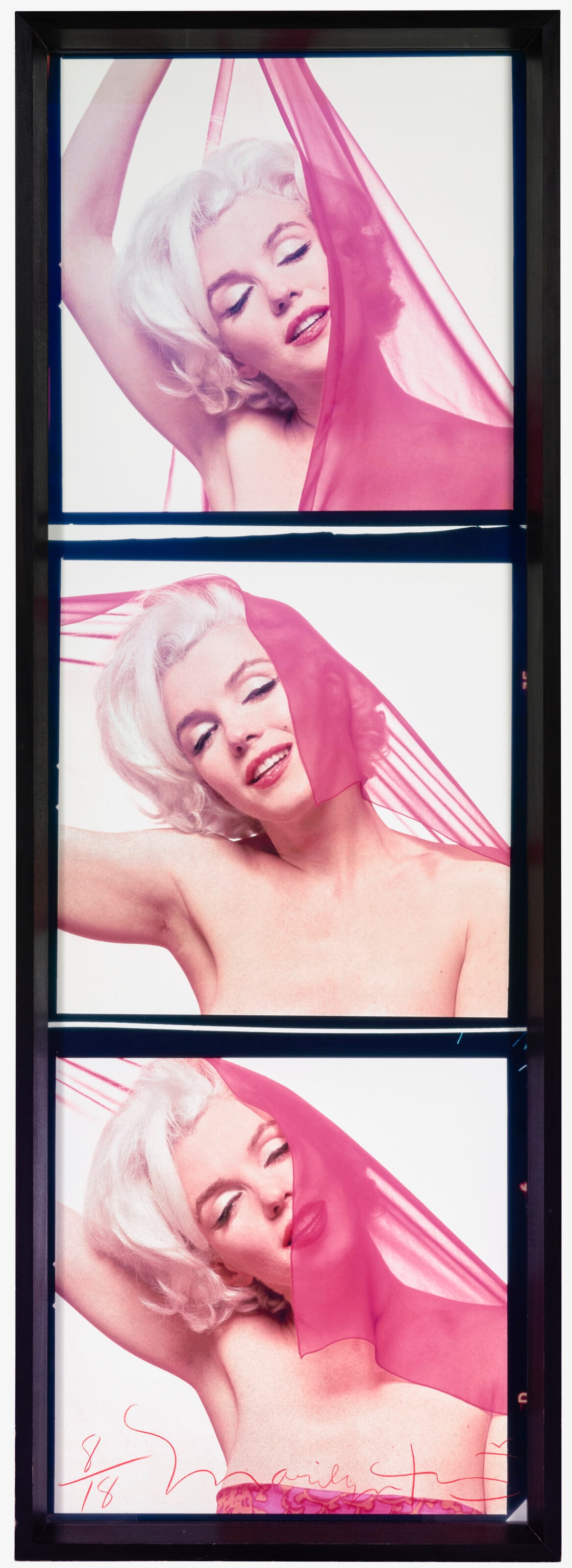 BERT STERN (1929–2013) Marilyn Monroe 'Scarlet Veil', from 'The Last Sitting', 1962: Chromogenic print, mounted on foam board, printed 68 x 24 inches