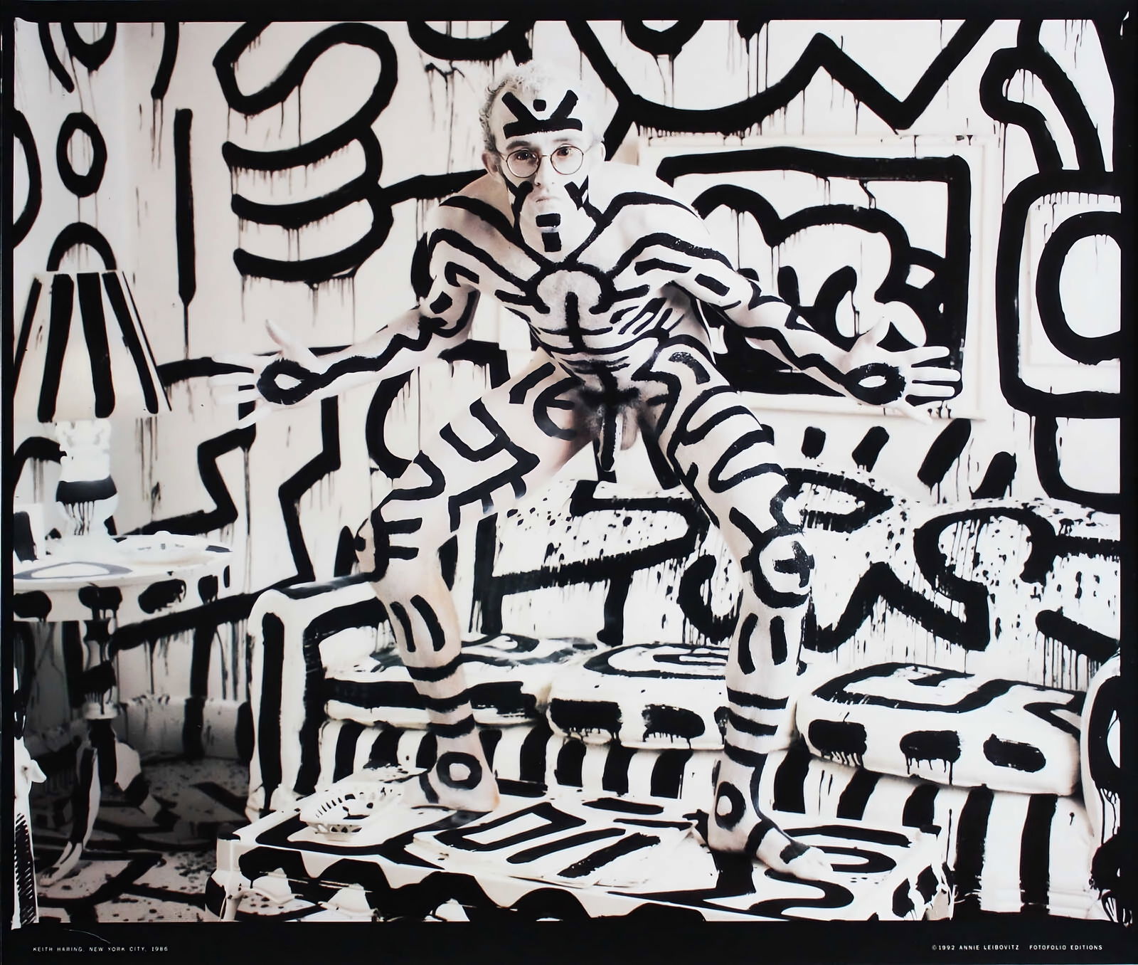 Annie Leibovitz - Keith Haring, Photograph: ANNIE LEIBOVITZ (B. 1949) Keith Haring, New York City Photograph in black and white,printed later , measures 21 x 27" inches, mounted to foam board