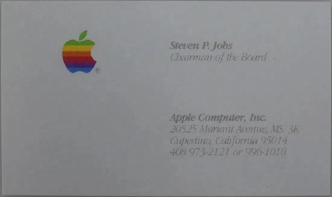 Steve Jobs Business Card Apple Computer: Chairman of the Board, Apple Computer, Measures 3.5 x 2 inches