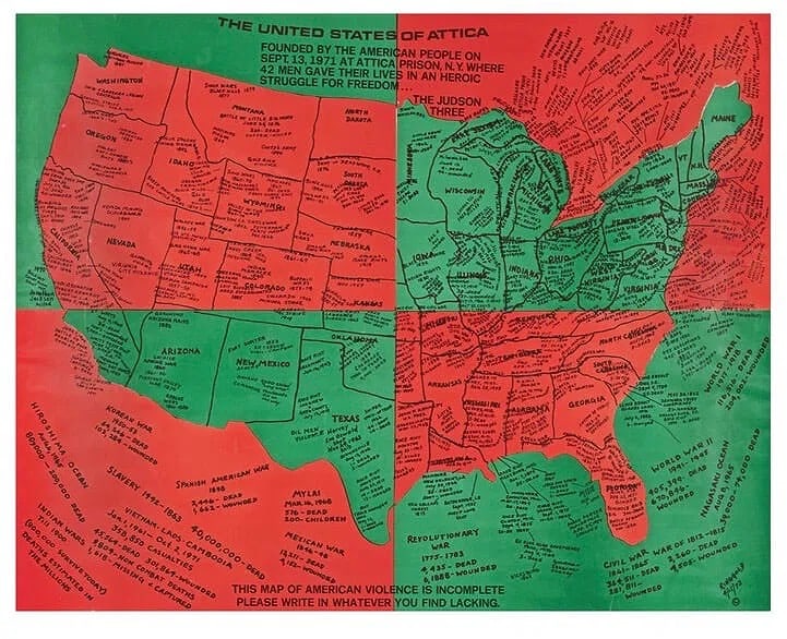 Faith Ringgold United States of Attica Offset litograph: Wove paper, Date: 1971-1972, measures approx 22x28 inches