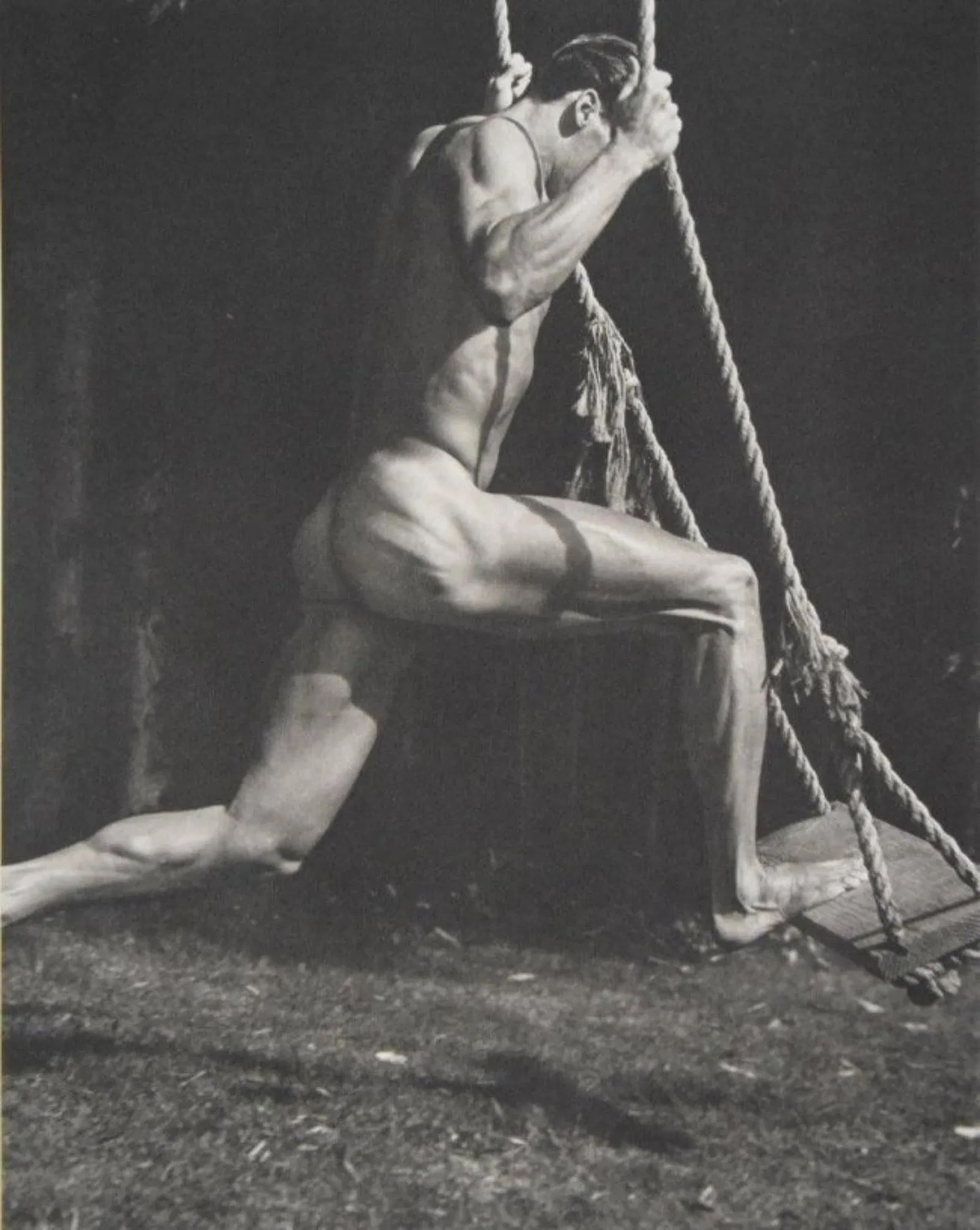 Bruce Weber - Male Nude on a Swing: BRUCE WEBER (b. 1946) Male Nude on a Swing Sheet-fed gravure c. 1989, mounted to archival board