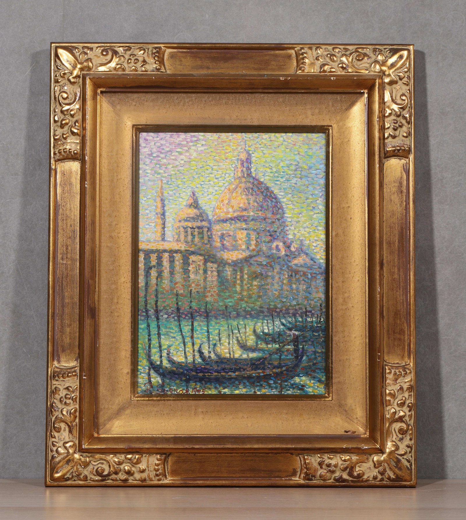 PAUL SIGNAC (1863-1935), FRENCH, OIL ON CANVAS, ORIGINAL CARVED GILT FRAME, ATTRIBUTED TO: Frame L 55.0cm (21.65 in); Frame W 45.0cm (17.72 in); Image Area L 33.0cm (12.99 in); Image Area W 23.0cm (9.06 in),The work retains original canvas and period frame with natural signs of age. The pai